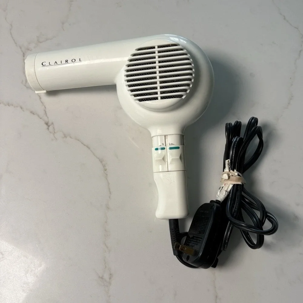 Clairol White Standard Hair Dryer, Electric, Adjustable Heat, Tested & Working